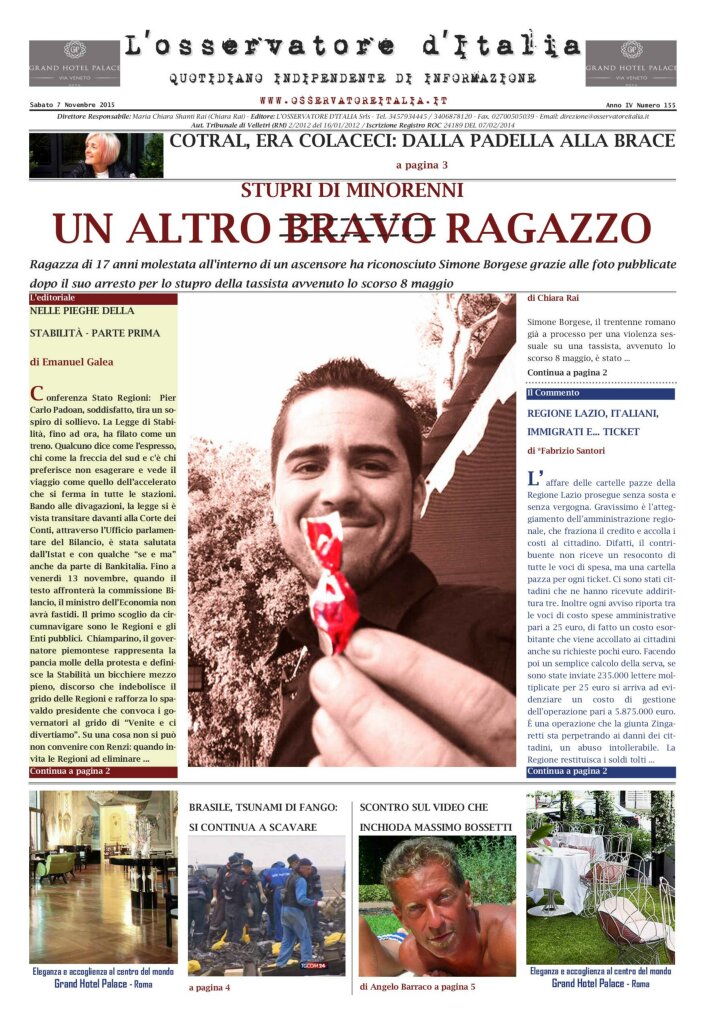 L'osservatore d'Italia edizione del 7 Novembre 2015
